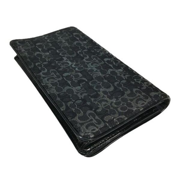 COACH Signature Clutch Wallet Evening Bag Purse Black Grey Silver Logo Monogram - Picture 10 of 12